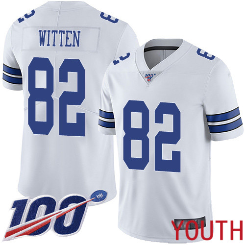Youth Dallas Cowboys Limited White Jason Witten Road 82 100th Season Vapor Untouchable NFL Jersey
